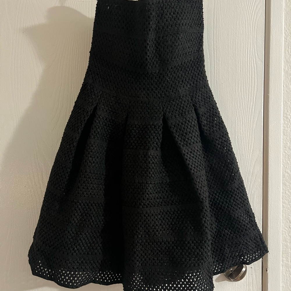 Elegant Black jacquard strapless dress